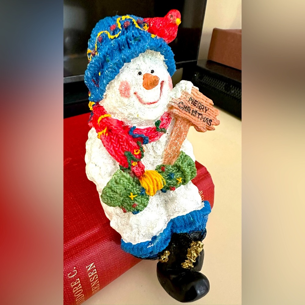 Vintage 7" Resin Snowman Mantle Shelf Book Sitter 1998 Dayton Hudson Corp